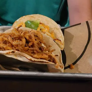 Smoked Jalapeno Rubbed Salmon Taco and  Barbacoa Short Rib Taco