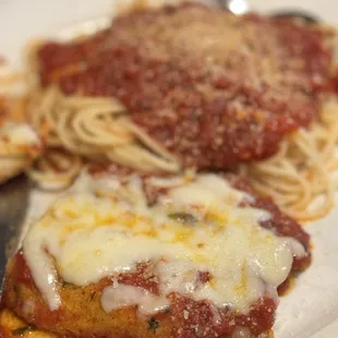 Chicken Parm was perfectly crispy on the outside but not over cooked and was super juicy. Very homemade feel to it!