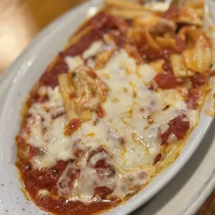 Lasagna was delicious with the perfect proportions of cheese/meat/sauce.