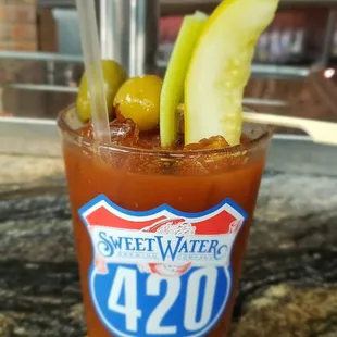 The Bloody Mary with all the fixings the menu says, looks pathetic for all the fixings