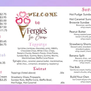 Fergie's menu