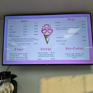 Our new sub menu. Come over and try a delicious sub or hot.