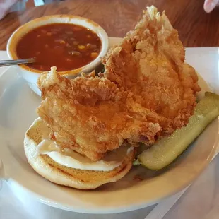 Lady got chicken fried sandwich (loved it)