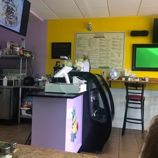 Menu and cash register area