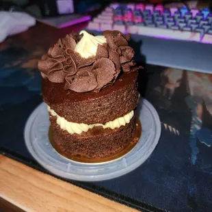 Caramel banana chocolate cake