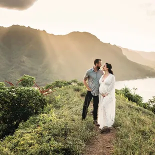 Maternity Session on the Top of Crouching Lion, Oahu, Hawaii