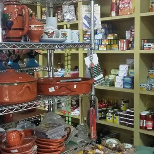 shelves of pots and pans