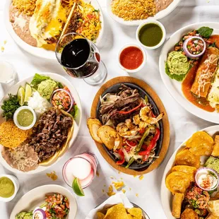 a spread of mexican food