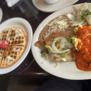 Huevos Rancheros w/a Waffle on the side