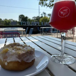 Sour beer &amp; vegan donut. Perfect morning ride break.