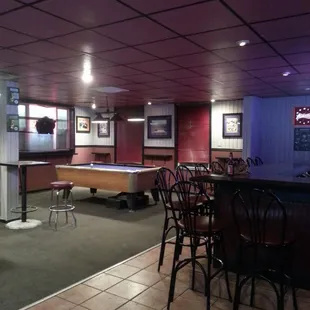 Pool tables.