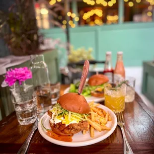 Fried Chicken Burger with Fries