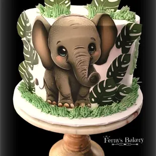 6" Birthday cake covered in cream decoration with edible emage