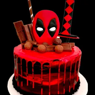 #redvelvetcake cream cheese filling  cream covered cake #deadpool #deadpoolcake #deadpoolcosplay #marvel #hisbirthday