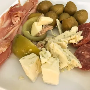 Prosciutto, olives, pepper shooters, blue cheese, sausage