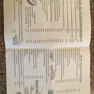 Take out menu
