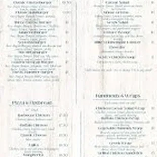 the menu of the restaurant