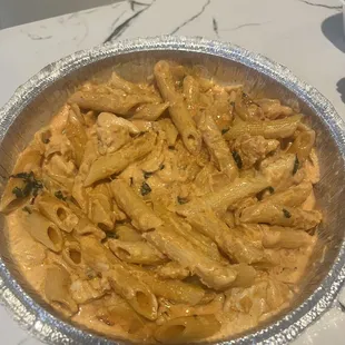 Penne pasta, no bacon add chicken