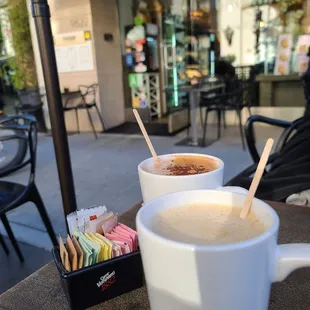 Mocha and dirty chai latte