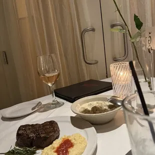 Steak with a side of Parmesan gnocchi