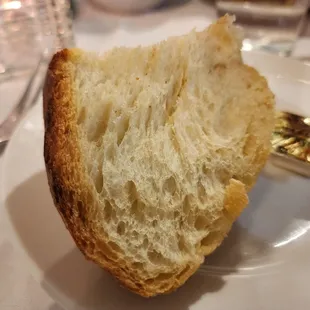 a piece of bread on a plate
