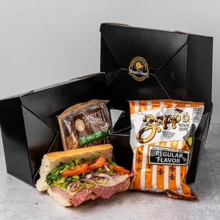 a sandwich and chips