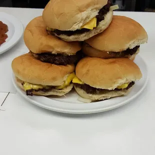 a stack of hamburgers