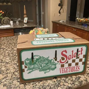 The box is quite large, and filled with fresh fruit and veggies