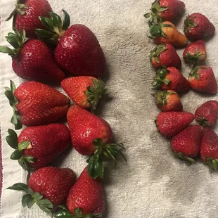 Their strawberries on the left and Walmart's on the right. Big difference!
