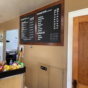 menus on the wall