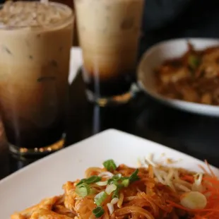 Pad Thai and iced coffee