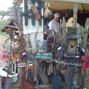 Rows and rows of vendors from pottery, jewlery, furniture, doggie teats, salsa, candles and much more.