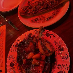 Steelhead trout and roasted half chicken  Awesome