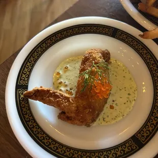 Fried wing with caviar