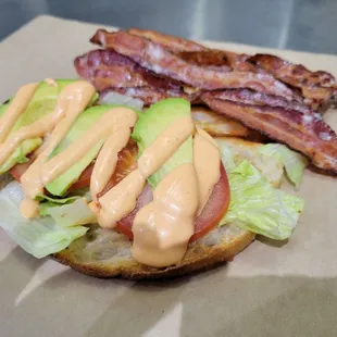 bacon, lettuce, and avocado sandwich