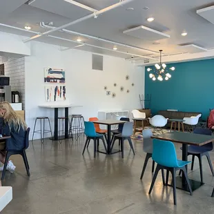 a woman sitting at a table