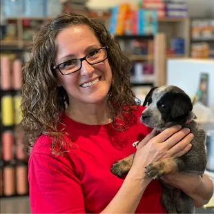 Owner Jocelyn Nickerson with her blue heeler, Ricochet.