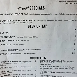 Specials &amp; beer
