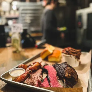 a tray of food on a table