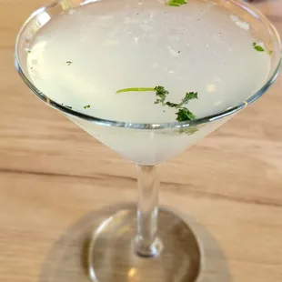 SPA-TINI: vodka, lemon, cilantro, fresh cucumber