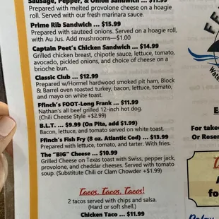 a menu for a restaurant