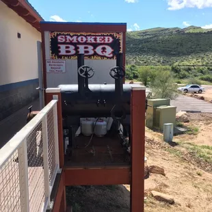 Their smoker out back