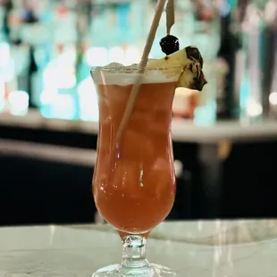 The original 1915 Singapore Sling Cocktail. I shared my recipe with bar manager Niles, who created it flawlessly.