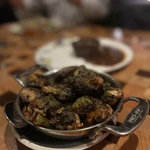 a pan of roasted brussels sprouts