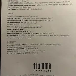Menu post remodel