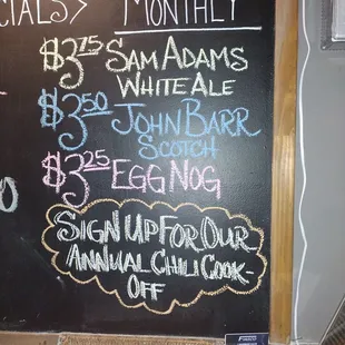 Drink menu