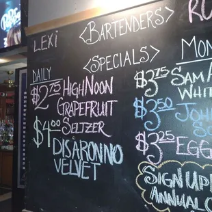 Drink menu