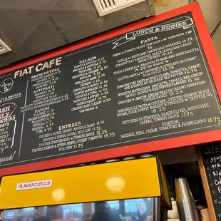 the menu of the restaurant