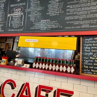 menus and prices on the wall