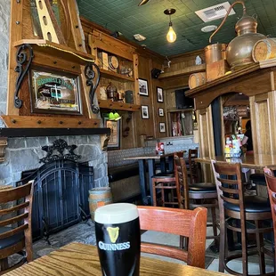a pint of guinness in a pub